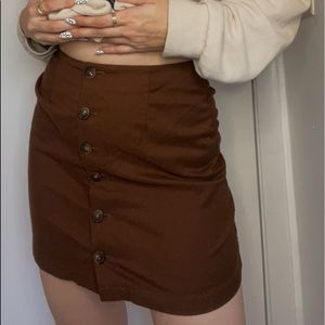 Mini Brown Button Up Skirt